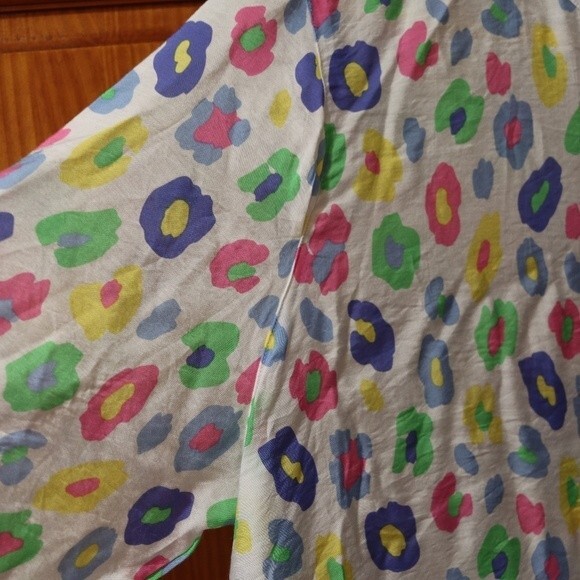 Multiples Rainbow Leopard Print Button Down Blouse Petite Large Statement Shirt - Picture 4 of 16